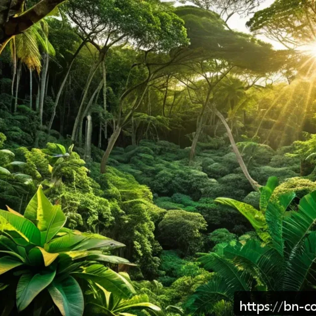 코모로 국립 공원 탐방 - A vibrant scene inside Comoros National Park showcasing its rich biodiversity: colorful birds includ...
