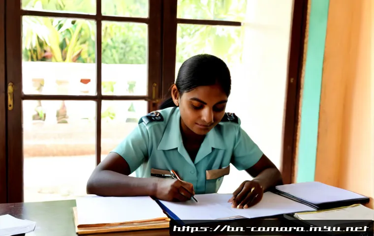 코모로 아랍어와 프랑스어 사용 현황 - Photorealistic Comorian public service office, a local civil servant assisting an adult resident acr...